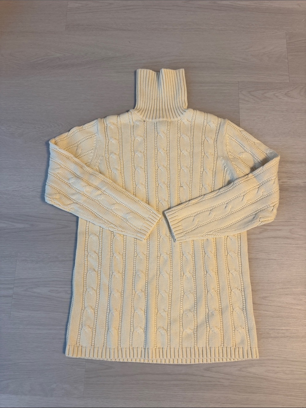Land’s End Women’s Cream Cable Knit Turtleneck Sweater